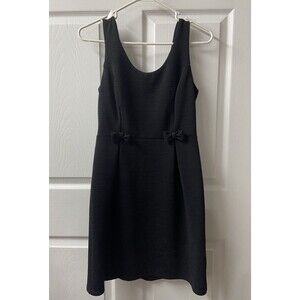 Laura Conrad Dress Womens 8 Little Black Sleeveless Textured Capsule Knit Bow